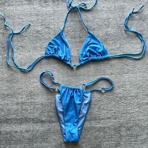 Minimal coverage blue bikini